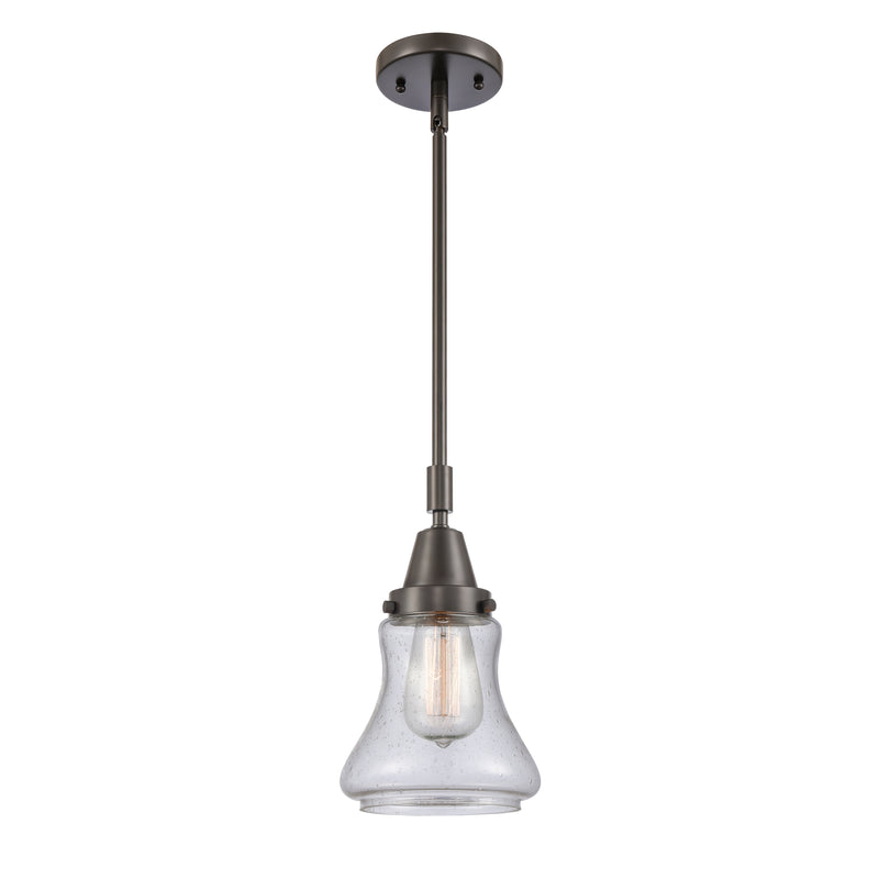 Bellmont Mini Pendant shown in the Oil Rubbed Bronze finish with a Seedy shade