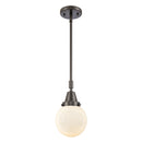 Beacon Mini Pendant shown in the Oil Rubbed Bronze finish with a Matte White shade