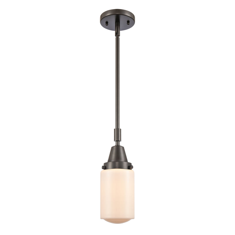 Dover Mini Pendant shown in the Oil Rubbed Bronze finish with a Matte White shade