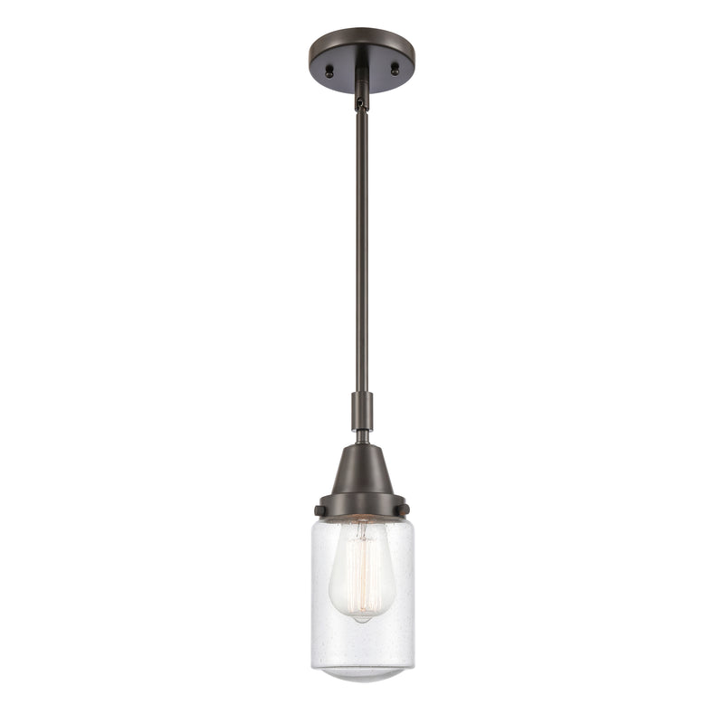 Dover Mini Pendant shown in the Oil Rubbed Bronze finish with a Seedy shade