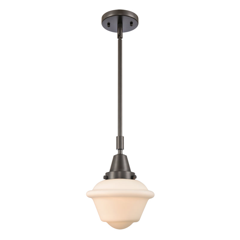 Oxford Mini Pendant shown in the Oil Rubbed Bronze finish with a Matte White shade