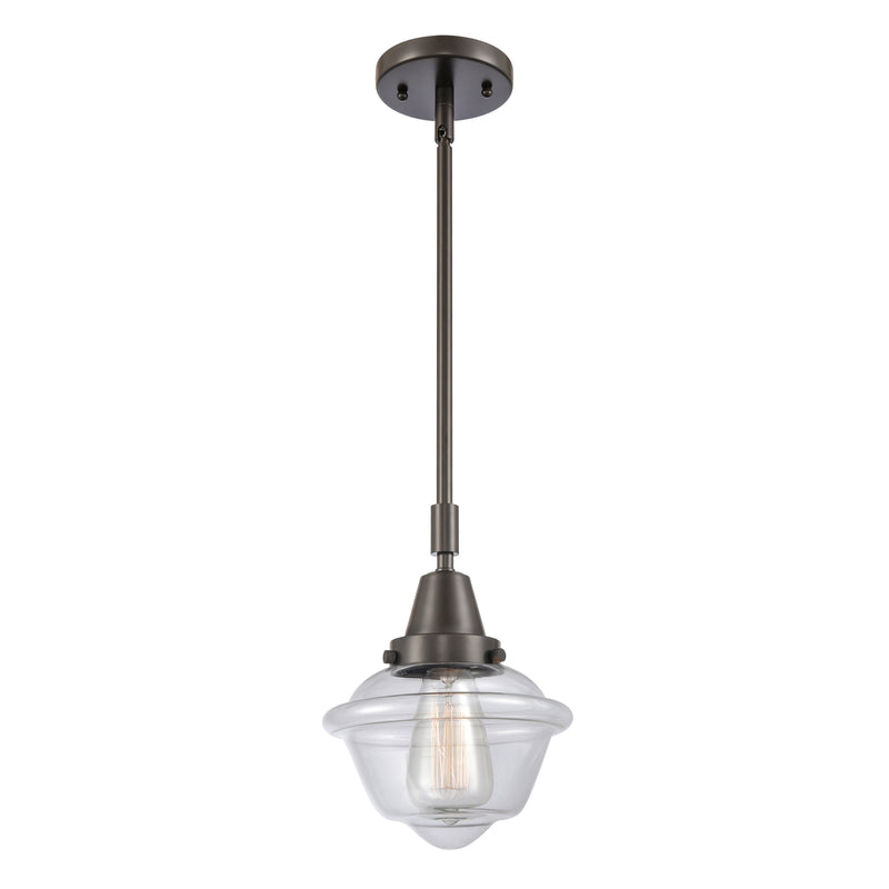 Oxford Mini Pendant shown in the Oil Rubbed Bronze finish with a Clear shade