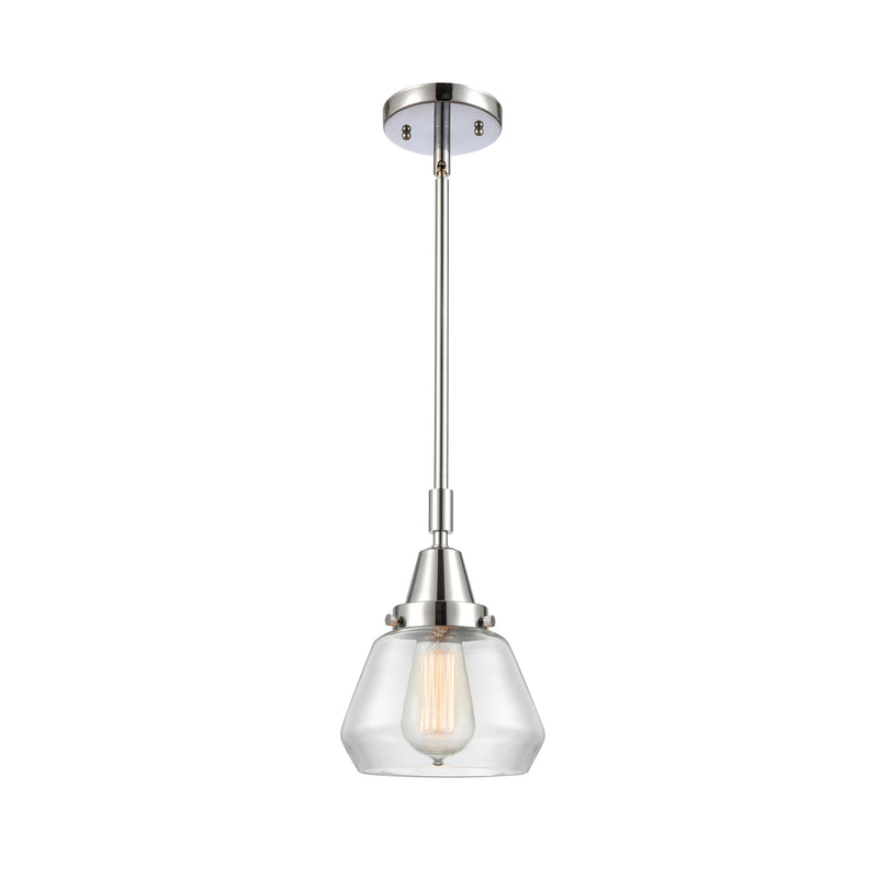 Fulton Mini Pendant shown in the Polished Chrome finish with a Clear shade