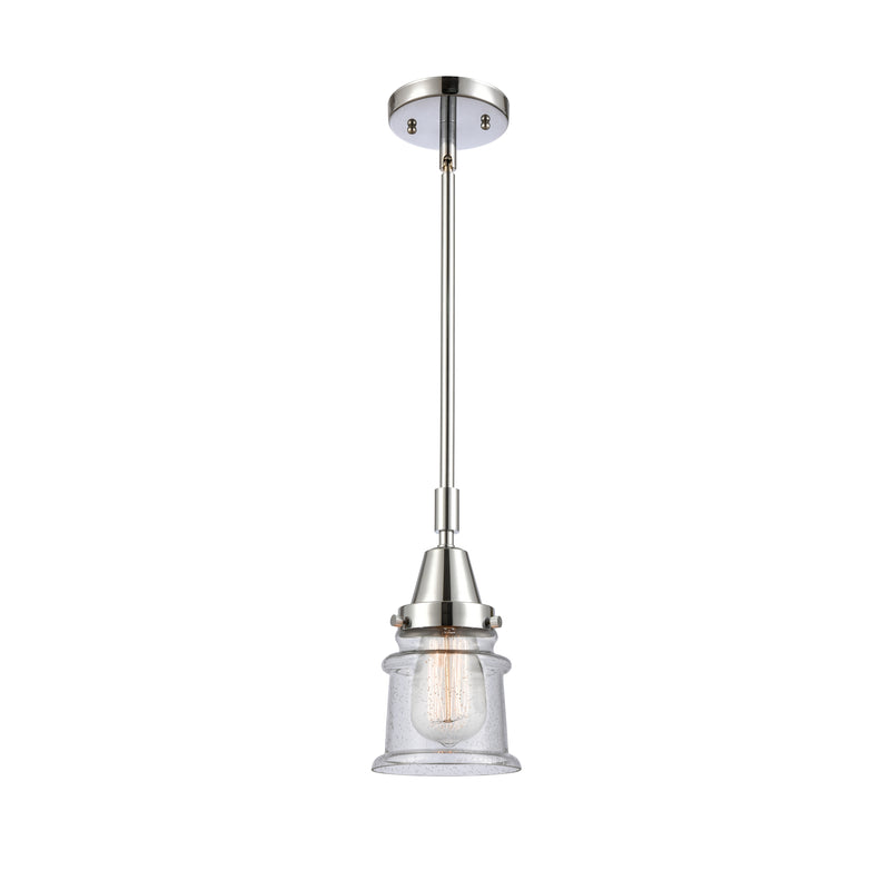 Canton Mini Pendant shown in the Polished Chrome finish with a Seedy shade