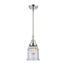 Canton Mini Pendant shown in the Polished Chrome finish with a Seedy shade