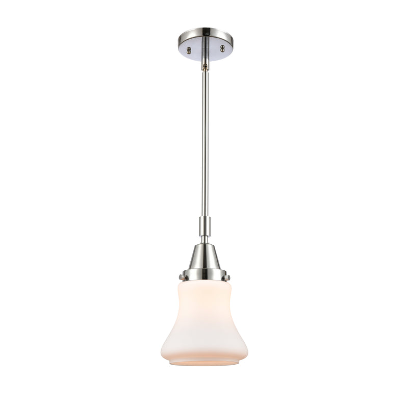 Bellmont Mini Pendant shown in the Polished Chrome finish with a Matte White shade