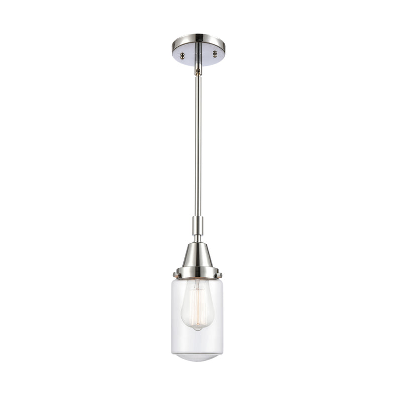 Dover Mini Pendant shown in the Polished Chrome finish with a Clear shade