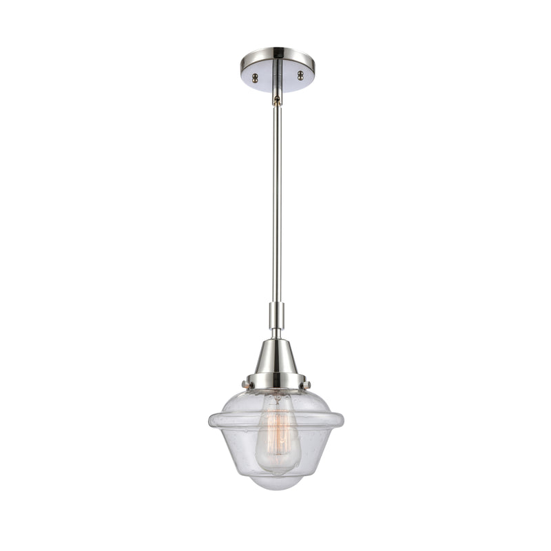 Oxford Mini Pendant shown in the Polished Chrome finish with a Seedy shade