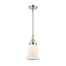 Canton Mini Pendant shown in the Polished Nickel finish with a Matte White shade