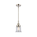 Canton Mini Pendant shown in the Polished Nickel finish with a Clear shade