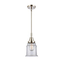 Canton Mini Pendant shown in the Polished Nickel finish with a Clear shade