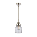 Canton Mini Pendant shown in the Polished Nickel finish with a Seedy shade