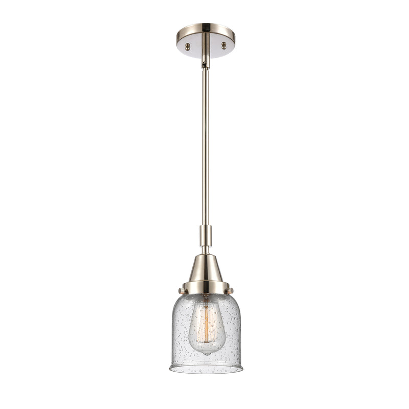 Bell Mini Pendant shown in the Polished Nickel finish with a Seedy shade