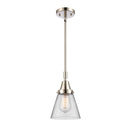 Cone Mini Pendant shown in the Polished Nickel finish with a Clear shade