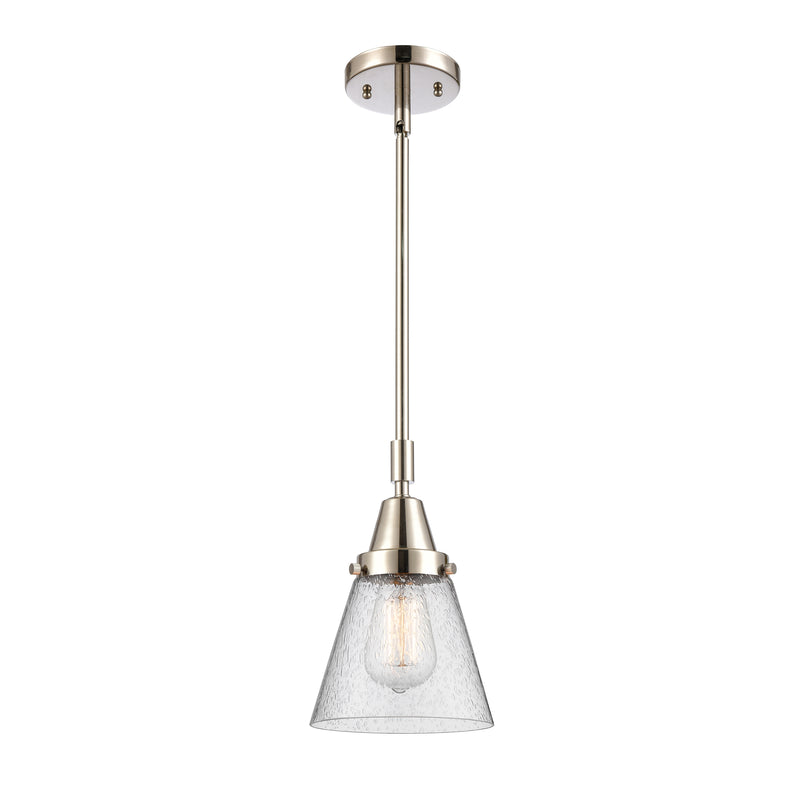 Cone Mini Pendant shown in the Polished Nickel finish with a Seedy shade