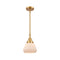 Fulton Mini Pendant shown in the Satin Gold finish with a Matte White shade