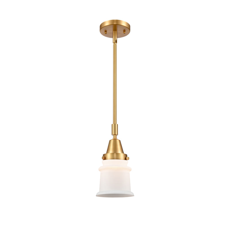 Canton Mini Pendant shown in the Satin Gold finish with a Matte White shade