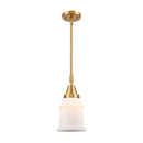 Canton Mini Pendant shown in the Satin Gold finish with a Matte White shade