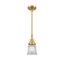 Canton Mini Pendant shown in the Satin Gold finish with a Clear shade