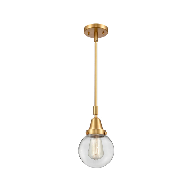 Beacon Mini Pendant shown in the Satin Gold finish with a Clear shade