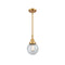 Beacon Mini Pendant shown in the Satin Gold finish with a Seedy shade