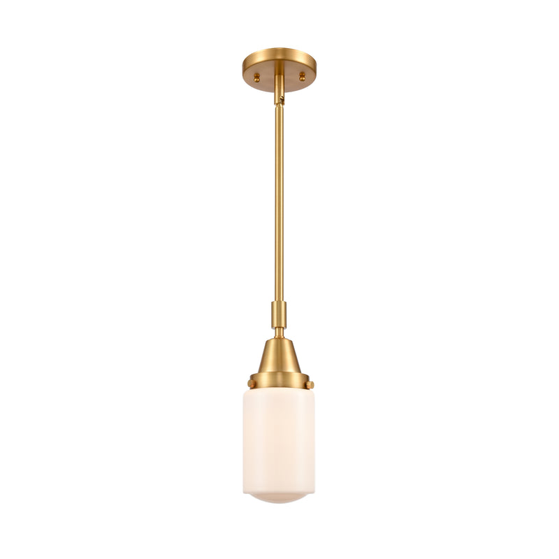 Dover Mini Pendant shown in the Satin Gold finish with a Matte White shade