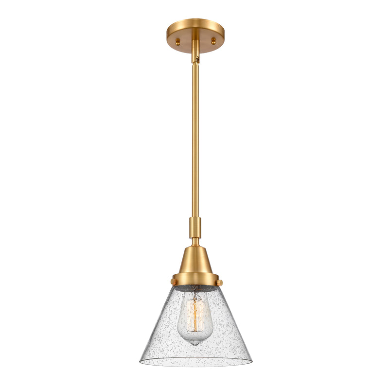 Cone Mini Pendant shown in the Satin Gold finish with a Seedy shade