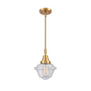 Oxford Mini Pendant shown in the Satin Gold finish with a Seedy shade