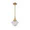 Oxford Mini Pendant shown in the Satin Gold finish with a Seedy shade