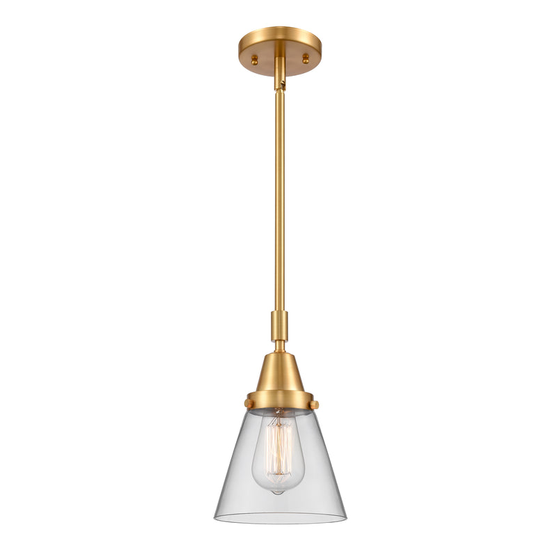 Cone Mini Pendant shown in the Satin Gold finish with a Clear shade