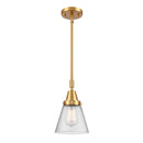 Cone Mini Pendant shown in the Satin Gold finish with a Seedy shade