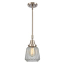 Chatham Mini Pendant shown in the Brushed Satin Nickel finish with a Clear shade