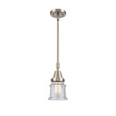 Canton Mini Pendant shown in the Brushed Satin Nickel finish with a Seedy shade