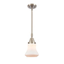 Bellmont Mini Pendant shown in the Brushed Satin Nickel finish with a Matte White shade