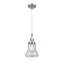 Bellmont Mini Pendant shown in the Brushed Satin Nickel finish with a Clear shade