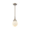 Beacon Mini Pendant shown in the Brushed Satin Nickel finish with a Matte White shade