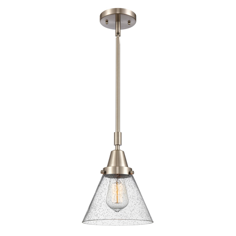 Cone Mini Pendant shown in the Brushed Satin Nickel finish with a Seedy shade