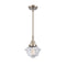 Oxford Mini Pendant shown in the Brushed Satin Nickel finish with a Clear shade