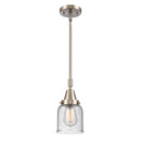 Bell Mini Pendant shown in the Brushed Satin Nickel finish with a Seedy shade