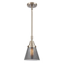 Cone Mini Pendant shown in the Brushed Satin Nickel finish with a Plated Smoke shade