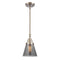 Cone Mini Pendant shown in the Brushed Satin Nickel finish with a Plated Smoke shade