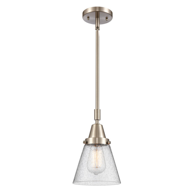 Cone Mini Pendant shown in the Brushed Satin Nickel finish with a Seedy shade