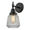 Caden Sconce shown in the Matte Black finish with a Clear shade