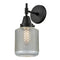 Caden Sconce shown in the Matte Black finish with a Clear Wire Mesh shade