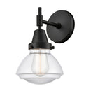 Caden Sconce shown in the Matte Black finish with a Clear shade