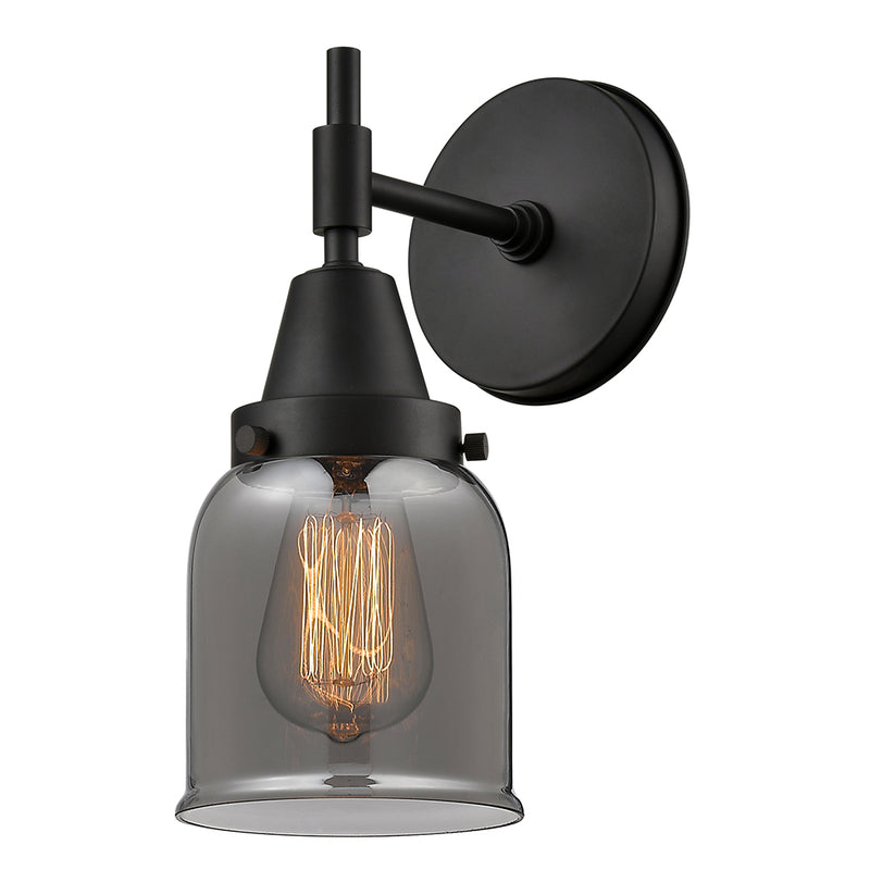 Caden Sconce shown in the Matte Black finish with a Plated Smoke shade