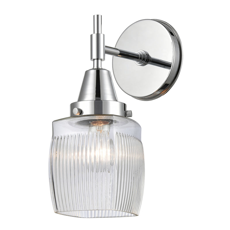 Caden Sconce shown in the Polished Chrome finish with a Clear Halophane shade