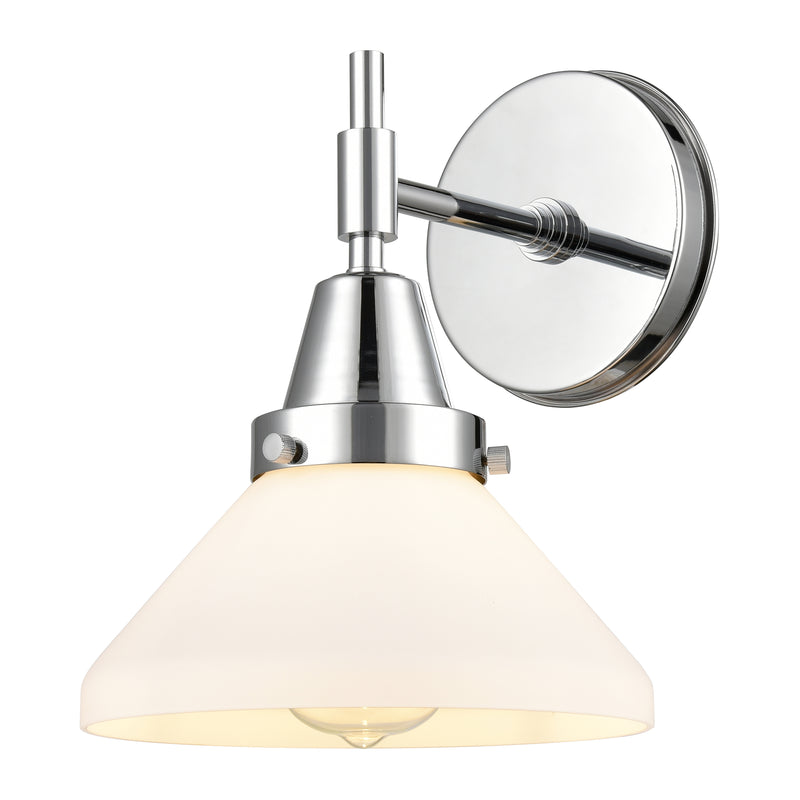 Caden Sconce shown in the Polished Chrome finish with a Matte White shade