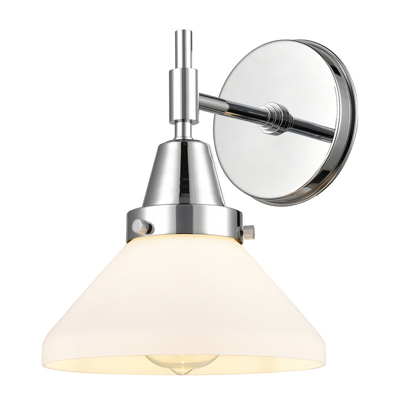 Caden Sconce shown in the Polished Chrome finish with a Matte White shade