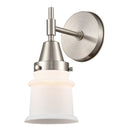 Caden Sconce shown in the Satin Nickel finish with a Matte White shade